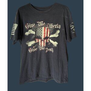 Grunt Style Mens Patriotic T-Shirt "Give Me Liberty Or Give Me Death" Large Blac